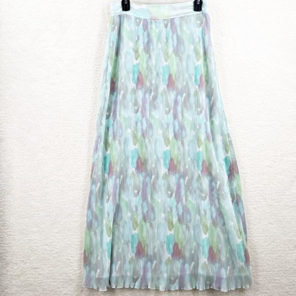 GANNI Watercolor Printed pleated georgette maxi skirt Size 38 NWT US 6 - Picture 4 of 15
